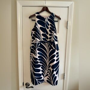 Ann Taylor Factory 4 sheath dress lined blush pink & navy